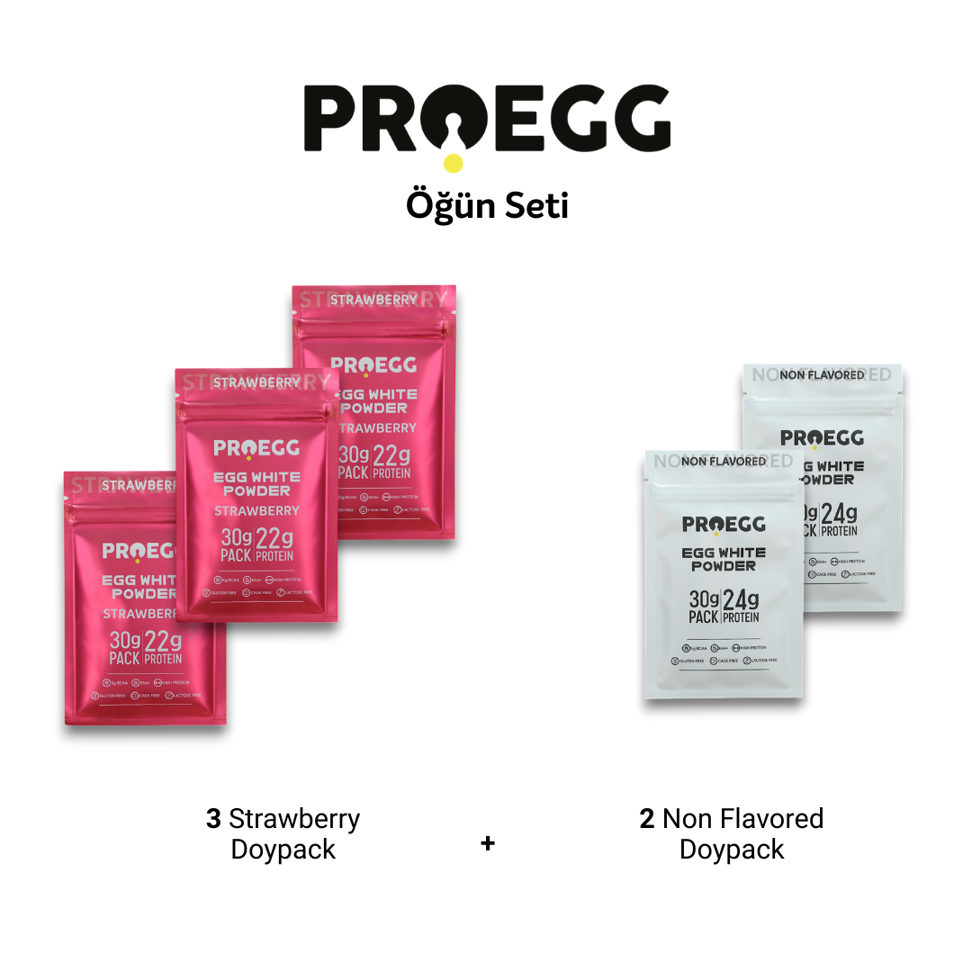 Öğün Seti 3 Çilek Aromalı ve 2 Sade Egg White Protein