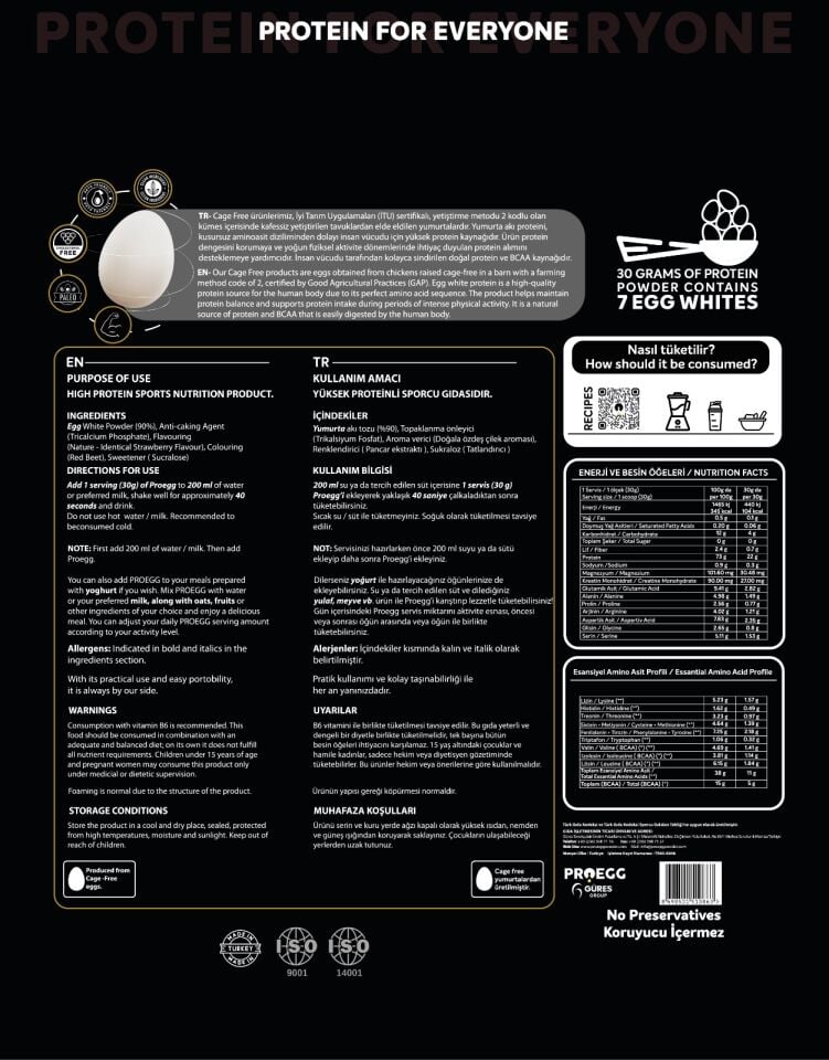 Proegg Yumurta Akı Proteini (Çilek Aromalı)