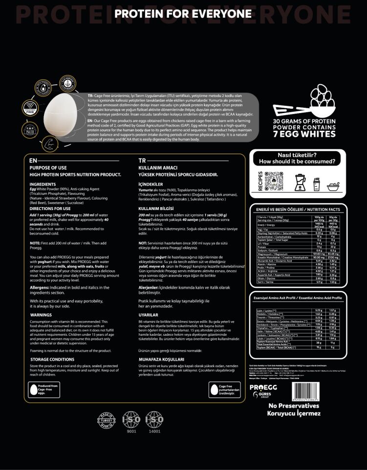 Proegg Yumurta Akı Proteini (Çilek Aromalı)