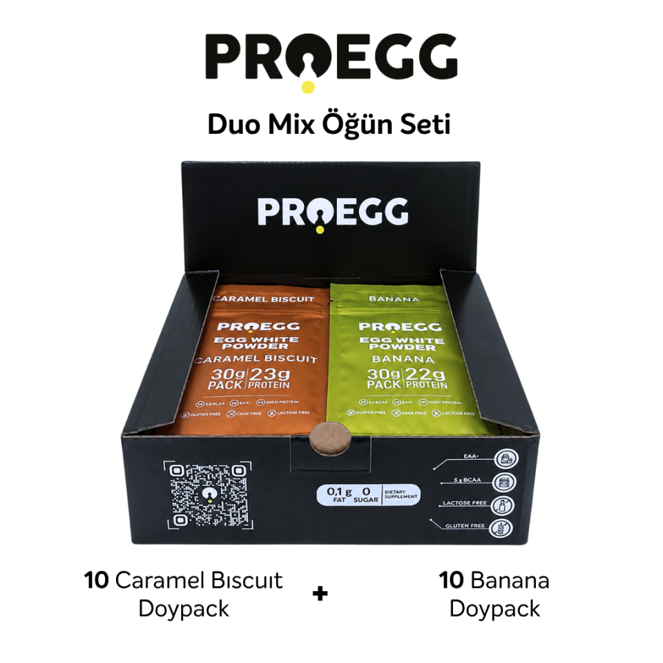 Proegg Duo Mix 20’li Karışık Aroma 30 Gr Egg White Protein Tozu (Lotus & Muz)