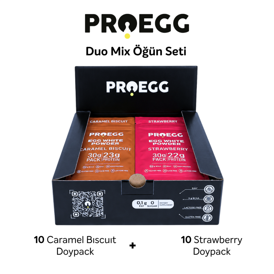 Proegg Duo Mix 20’li Karışık Aroma 30 Gr Egg White Protein Tozu (ÇİLEK&LOTUS )